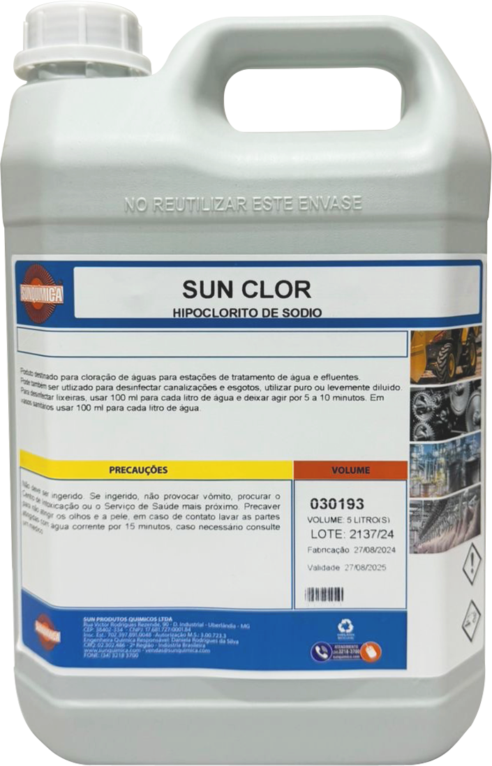 Hipoclorito de Sódio - SUN CLOR